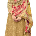 DRAVINAM Trends Women's Unstitched Printed Embroidered Woollen Pashmina Winter wear Salwar Suit Dress Material with Digital Printed Shawl Dupatta (Beige)