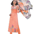 DRAVINAM Trends Women's Pure Cotton Unstitched Printed Salwar Suit Dress Material with Soft Chiffon Printed Dupatta (Free Size_Orange)