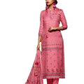 DRAVINAM Trends Women's Jam Cotton Printed Unstitched Salwar Kameez Suit Fabric with Shisha Khatli Work, Cotton Bottoms and Chiffon Dupatta