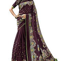 DRAVINAM Trends Women's Silk Blend Printed saree with Blouse Piece (Wine)