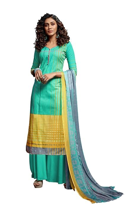 DRAVINAM Trends Women's Unstitched Printed Pashmina Wool Salwar Suit Dress Material with Chiffon Dupatta