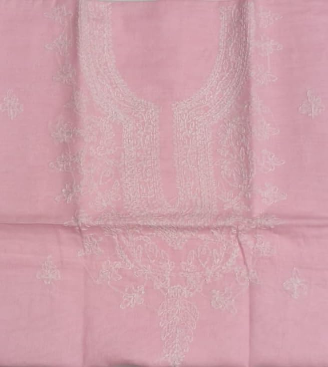 DRAVINAM Trends Women’s Cotton Unstitched Chikankari Suit Set with Dupatta & Bottom | Hand-Embroidered Lucknowi Dress Material | Premium Ethnic Wear for Women | Free Size (3-Piece)