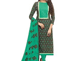 DRAVINAM Trends Un Stitched Women's Cambric Cotton Salwar Suit Dress Material with Neck Patch and Mirror Work and Nazneen Embroidered Dupatta