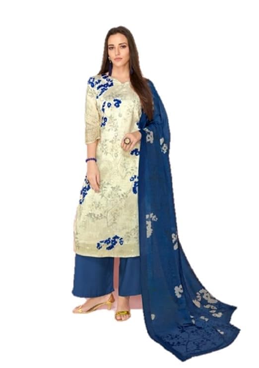 DRAVINAM Trends Women's Unstitched Cotton Salwar Suit Dress Material with Nazmeen dupatta (Free size)