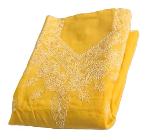 DRAVINAM Trends Women’s Cotton Unstitched Chikankari Suit Set with Dupatta & Bottom | Hand-Embroidered Lucknowi Dress Material | Premium Ethnic Wear for Women | Free Size (3-Piece)