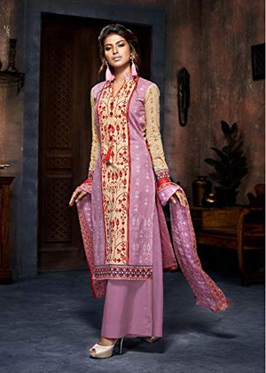 DRAVINAM Trends Women's Cotton Unstitched Foil Printed Palazzo Salwar suit Dress Material (Free size_Yellow)