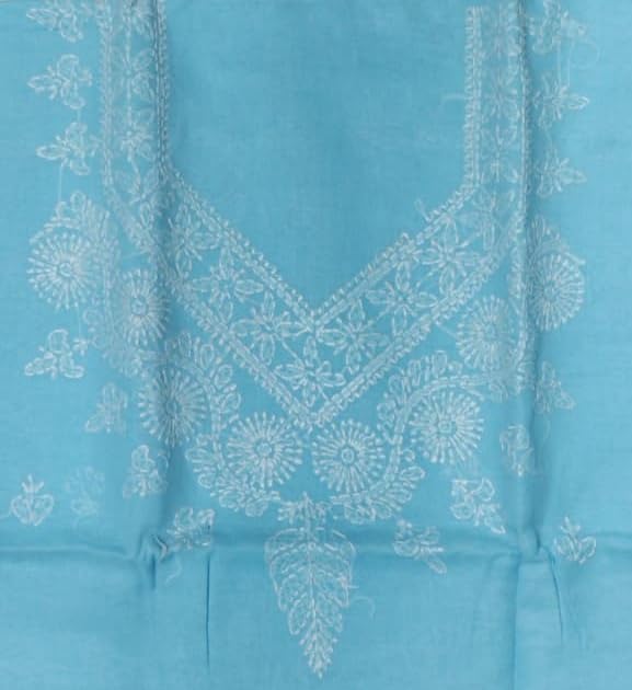 DRAVINAM Trends Women’s Cotton Unstitched Chikankari Suit Set with Dupatta & Bottom | Hand-Embroidered Lucknowi Dress Material | Premium Ethnic Wear for Women | Free Size (3-Piece)