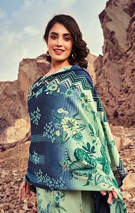 DRAVINAM Trends Jam Cotton Suit Embroidered Dress Material Salwar Suit with Unstitched Bottoms and Cotton Dupatta
