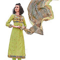 DRAVINAM Trends Women's Pure Cotton Unstitched Printed Salwar Suit Dress Material with Soft Chiffon Printed Dupatta (Free Size_Green)
