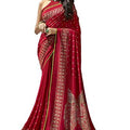 DRAVINAM Trends Women's Katha Print Silk Saree with Cutwork and Tassels on Pallu and Blouse Piece (Red)