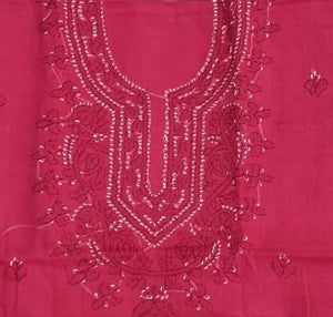 DRAVINAM Trends Women’s Cotton Unstitched Chikankari Suit Set with Dupatta & Bottom | Hand-Embroidered Lucknowi Dress Material | Premium Ethnic Wear for Women | Free Size (3-Piece)