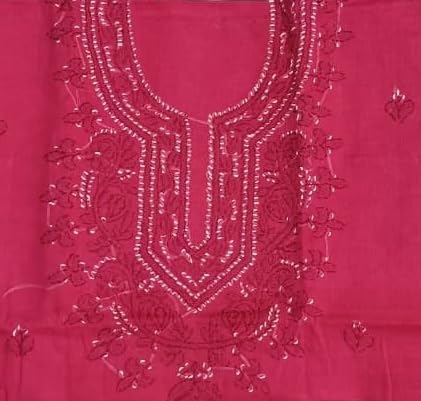 DRAVINAM Trends Women’s Cotton Unstitched Chikankari Suit Set with Dupatta & Bottom | Hand-Embroidered Lucknowi Dress Material | Premium Ethnic Wear for Women | Free Size (3-Piece)