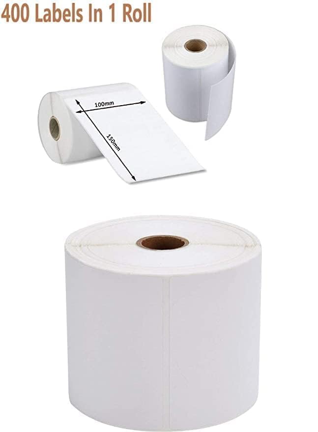4x6 inch (100x150mm) Direct Thermal Label Sticker Roll – 400 Labels per Roll - Pack of 1 Roll