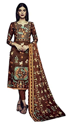 DRAVINAM Trends Women's Wool Unstitched Salwar Suit (Pashmina_O1_Brown_Free Size)