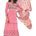 DRAVINAM Trends Women's Pure Cotton Unstitched Printed Salwar Suit Dress Material with Soft Chiffon Printed Dupatta (Free Size_Pink)