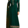 DRAVINAM Trends Women's Crepe Embroidered Chudidaar Dress Material (Free Size_Green2)