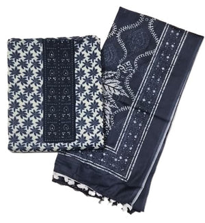 DRAVINAM Trends Women's Premium Cotton Jaipuri Printed Embroidered and Hand Work Unstitched Salwar Suit Dress Material with Mulmul Cotton Dupatta