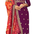 DRAVINAM Trends Women's Dola Jacquard Banarasi unstitched salwar suit Dress Material with digital print Jacquard Banarasi Dupatta (Dark Purple)