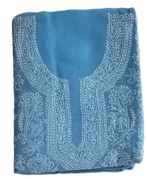 DRAVINAM Trends Women’s Cotton Unstitched Chikankari Suit Set with Dupatta & Bottom | Hand-Embroidered Lucknowi Dress Material | Premium Ethnic Wear for Women | Free Size (3-Piece)