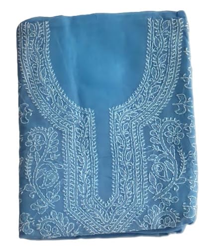 DRAVINAM Trends Women’s Cotton Unstitched Chikankari Suit Set with Dupatta & Bottom | Hand-Embroidered Lucknowi Dress Material | Premium Ethnic Wear for Women | Free Size (3-Piece)