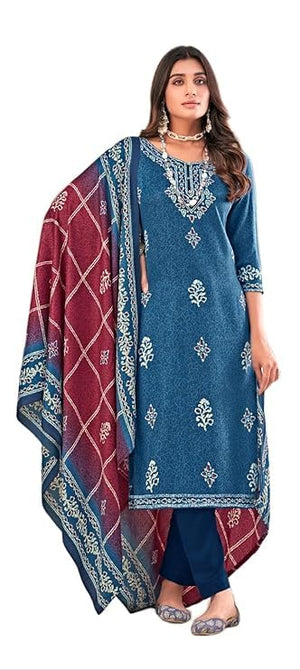 DRAVINAM Trends Women's Digital Printed Pashmina Unstitched Salwar Suit Dress Material with Digital Printed Pashmina Shawl Dupatta
