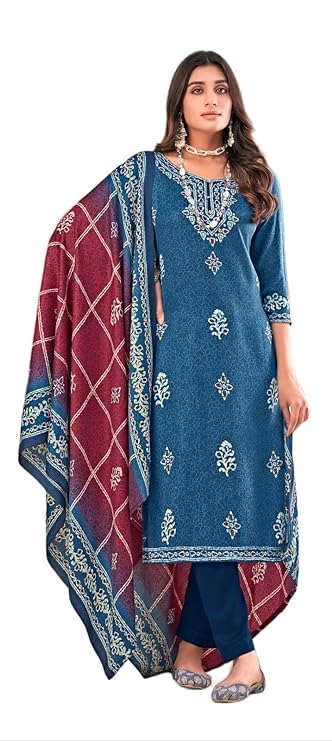 DRAVINAM Trends Women's Digital Printed Pashmina Unstitched Salwar Suit Dress Material with Digital Printed Pashmina Shawl Dupatta