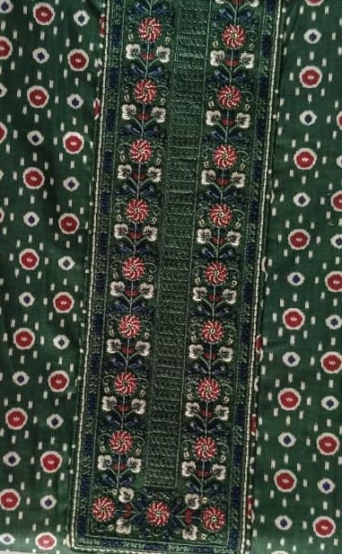 DRAVINAM Trends Women's Premium Cotton Jaipuri Printed Embroidered and Hand Work Unstitched Salwar Suit Dress Material with Mulmul Cotton Dupatta