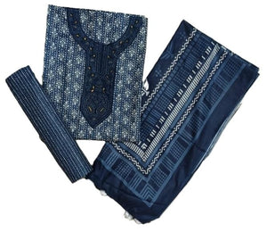 DRAVINAM Trends Women's Printed Embroidered and Hand Work Premium Cotton Jaipuri Unstitched Salwar Suit Dress Material with Mulmul Cotton Dupatta