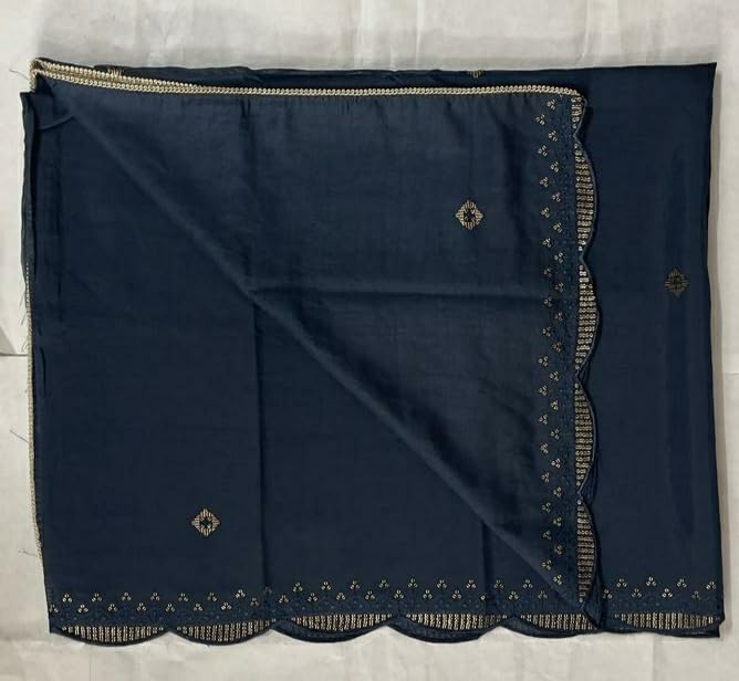 DRAVINAM Trends Handwork Modal Silk Unstitched Salwar Suit with Scalloped Dupatta