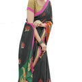 DRAVINAM Trends Saree (Ikkat2_4_Grey And Orange)