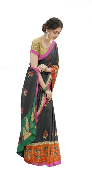DRAVINAM Trends cotton blend Saree (Ikkat2_10_Green and Blue)