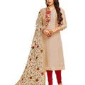 DRAVINAM Trends Women's Upada Silk Embroidered Dress Material with Embroidered Organza heavy Dupatta (Free size_Grey and Pink)