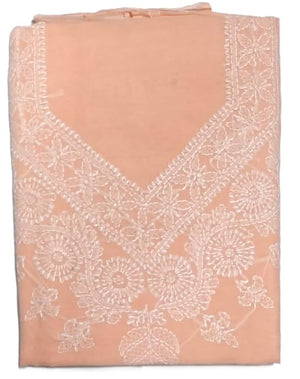 DRAVINAM Trends Women’s Cotton Unstitched Chikankari Suit Set with Dupatta & Bottom | Hand-Embroidered Lucknowi Dress Material | Premium Ethnic Wear for Women | Free Size (3-Piece)