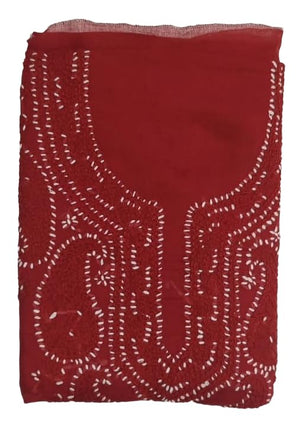 DRAVINAM Trends Women’s Cotton Unstitched Chikankari Suit Set with Dupatta & Bottom | Hand-Embroidered Lucknowi Dress Material | Premium Ethnic Wear for Women | Free Size (3-Piece)
