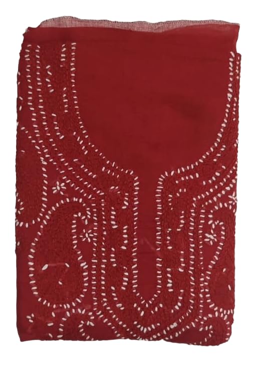 DRAVINAM Trends Women’s Cotton Unstitched Chikankari Suit Set with Dupatta & Bottom | Hand-Embroidered Lucknowi Dress Material | Premium Ethnic Wear for Women | Free Size (3-Piece)