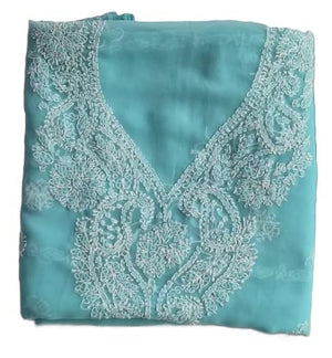 DRAVINAM Trends Women Unstitched Lucknow Hand Work Chikankari Faux Georgette Suit Dress Material with Dupatta