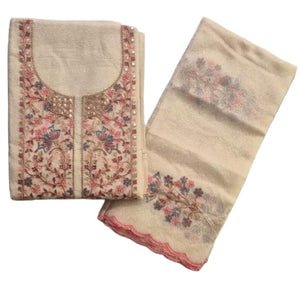 DRAVINAM Trends Women Embroidered Kota Doriya Unstitched Suit Dress Material with Soft Kota Embroidered Dupatta (Cotton Bottoms and Inner Fabric Included)