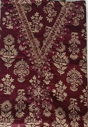 DRAVINAM Trends Women's Unstitched Jaam Cotton Dress Material | Printed Embroidered Unstitched Suit Set with Rayon Bottoms and Printed Dupatta