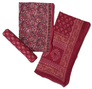 DRAVINAM Trends Jaipuri Sanganari Print Cambric Cotton Unstitched Salwar Suit Dress Material for Women with Mulmul Cotton Dupatta