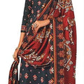 DRAVINAM Trends Women's Unstitched Kaani Print Mirror Work Spun Pashmina Winter wear Dress Material Fabric for Salwar Suit with printed spun pashmina Kashmiri shawl dupatta (Black)