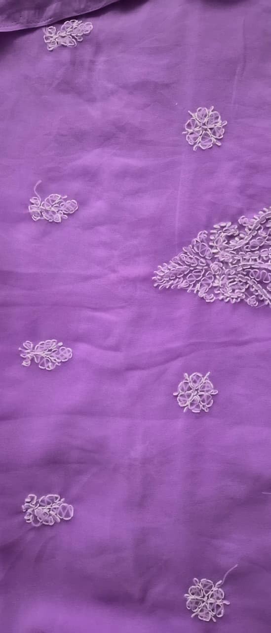 DRAVINAM Trends Women Unstitched Lucknow Hand Work Chikankari Faux Georgette Suit Dress Material with Dupatta