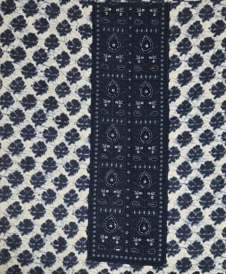 DRAVINAM Trends Women's Premium Cotton Jaipuri Printed Embroidered and Hand Work Unstitched Salwar Suit Dress Material with Mulmul Cotton Dupatta