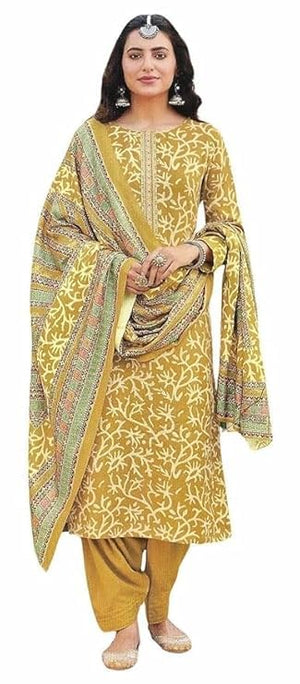 DRAVINAM Trends Women's Pure Pashmina Print Salwar Suit Material with Embroidery and Pure Soft Digital printed Shawl Dupatta