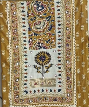 DRAVINAM Trends Women's Printed Embroidered and Hand Work Premium Cotton Jaipuri Unstitched Salwar Suit Dress Material with Mulmul Cotton Dupatta
