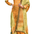 DRAVINAM Trends Women's Unstitched hand embroidered digital bandhani Print Pure Woollen Pashmina Salwar Suit Dress Material with bandhani printed woolen shawl dupatta (Yellow)
