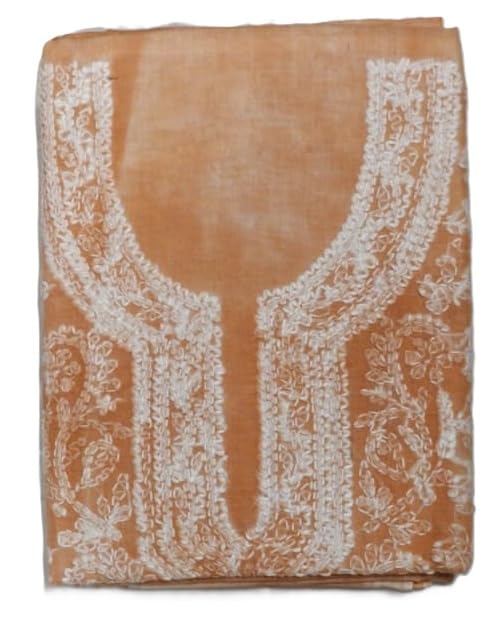 DRAVINAM Trends Women’s Cotton Unstitched Chikankari Suit Set with Dupatta & Bottom | Hand-Embroidered Lucknowi Dress Material | Premium Ethnic Wear for Women | Free Size (3-Piece)