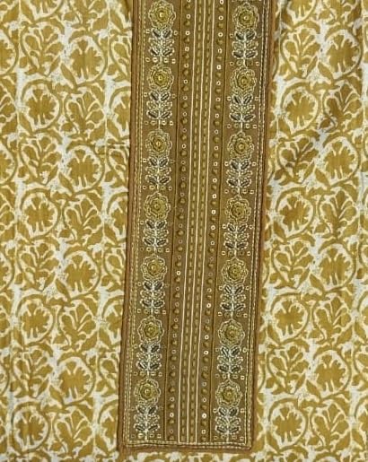 DRAVINAM Trends Women's Premium Cotton Jaipuri Printed Embroidered and Hand Work Unstitched Salwar Suit Dress Material with Mulmul Cotton Dupatta