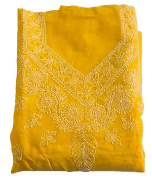 DRAVINAM Trends Women’s Cotton Unstitched Chikankari Suit Set with Dupatta & Bottom | Hand-Embroidered Lucknowi Dress Material | Premium Ethnic Wear for Women | Free Size (3-Piece)