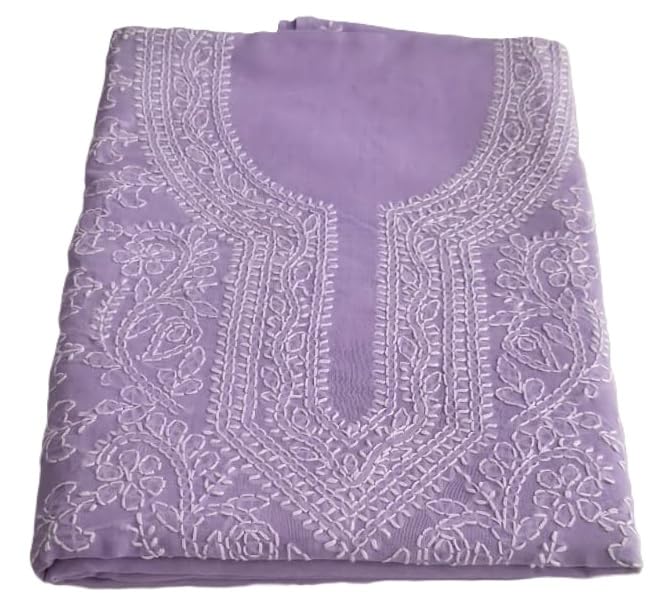DRAVINAM Trends Women's Cotton Hand Embroidered Lucknowi Chikan Salwar Suit Material