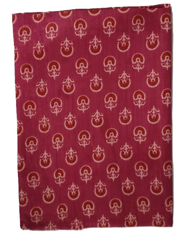 DRAVINAM Trends Jaipuri Sanganari Print Cambric Cotton Unstitched Salwar Suit Dress Material for Women with Mulmul Cotton Dupatta